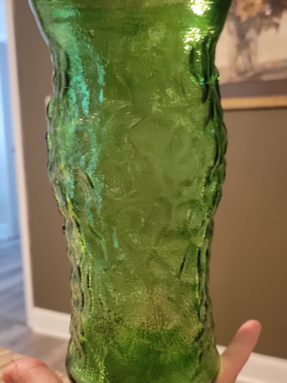 Green Textured Glass Decorative Vase - Unbranded